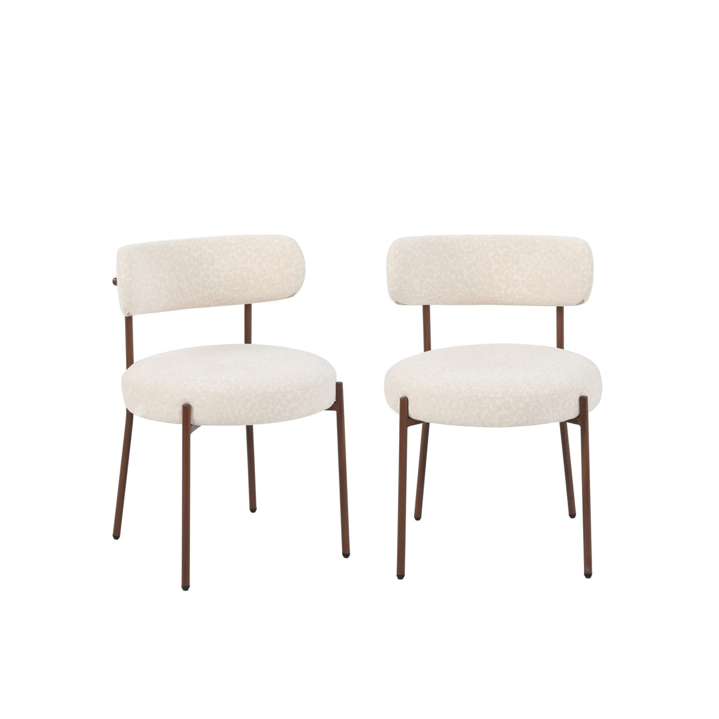 Noa - Lot De 2 Chaises - Tissu Léopard Écru