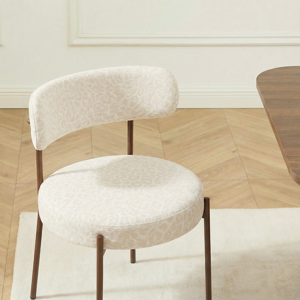 Noa - Lot De 2 Chaises - Tissu Léopard Écru
