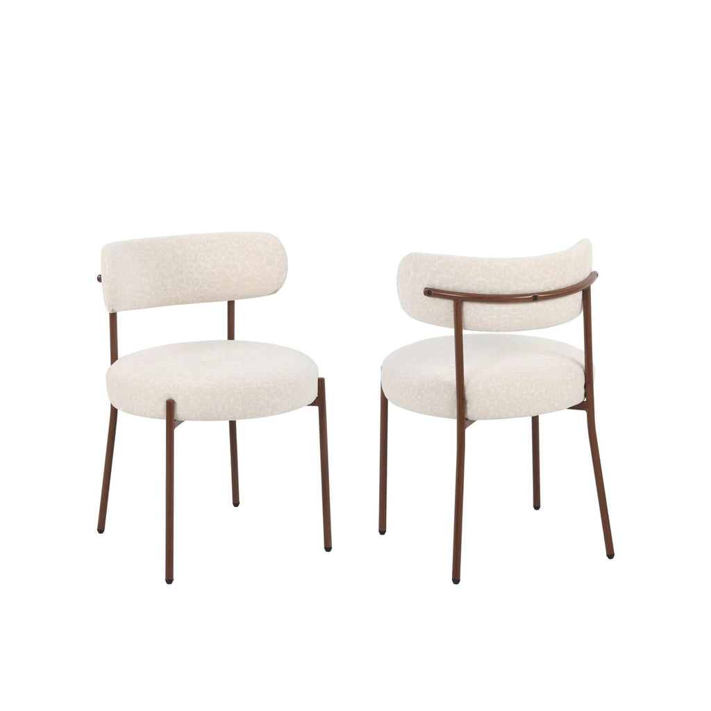 Noa - Lot De 2 Chaises - Tissu Léopard Écru