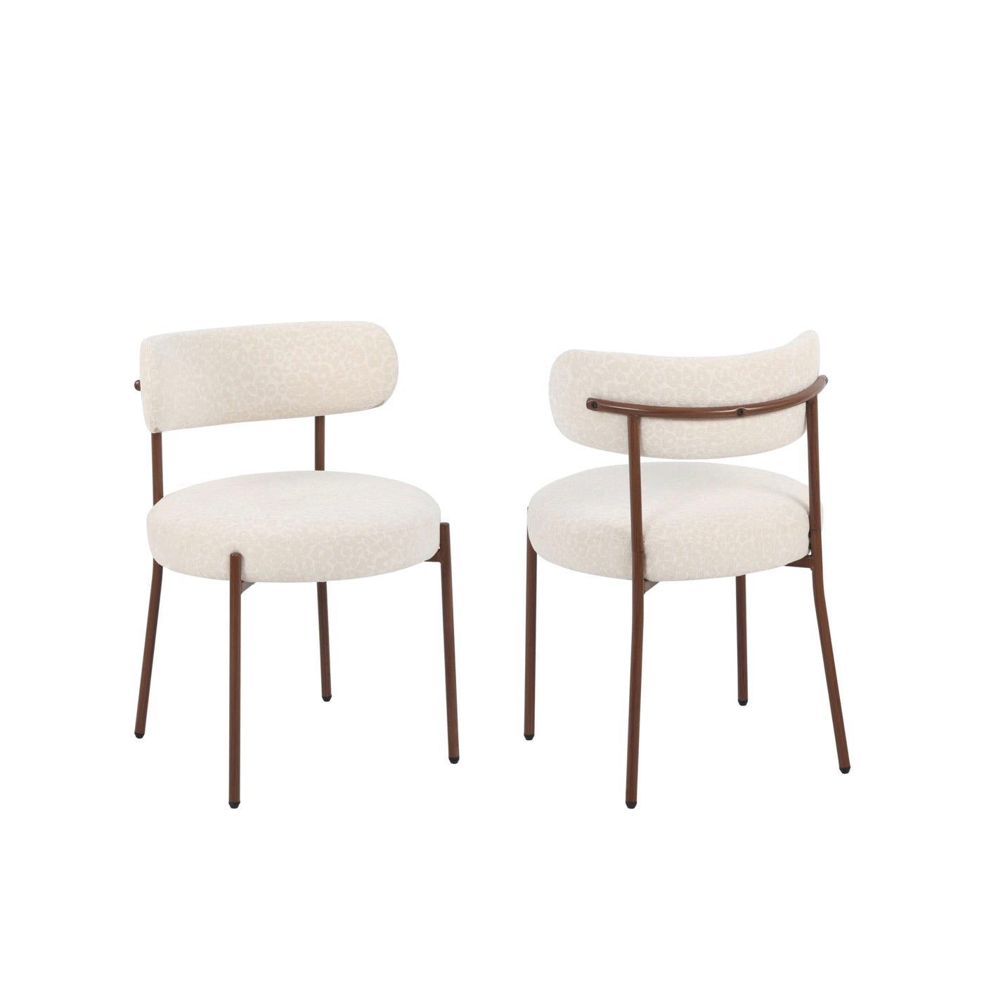 Noa - Lot De 2 Chaises - Tissu Léopard Écru