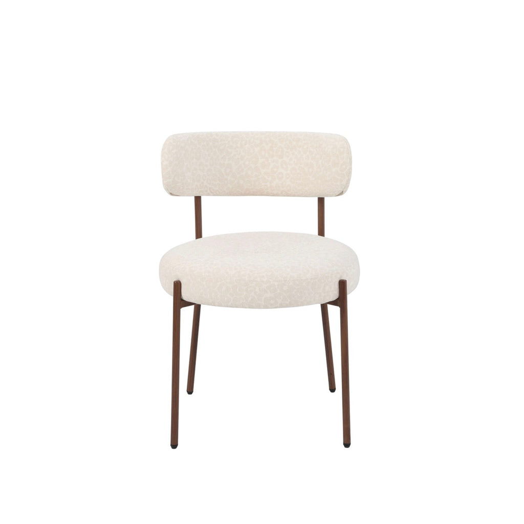Noa - Lot De 2 Chaises - Tissu Léopard Écru