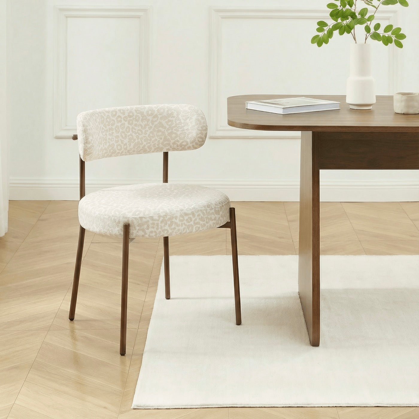 Noa - Lot De 2 Chaises - Tissu Léopard Écru
