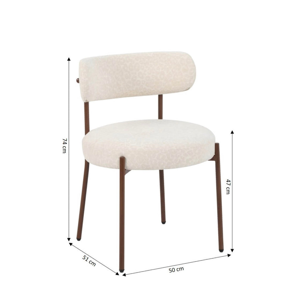 Noa - Lot De 2 Chaises - Tissu Léopard Écru