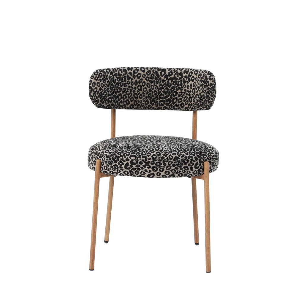 Noa - Lot De 2 Chaises - Tissu Imprimé Léopard Noir