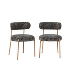 Noa - Lot De 2 Chaises - Tissu Imprimé Léopard Noir