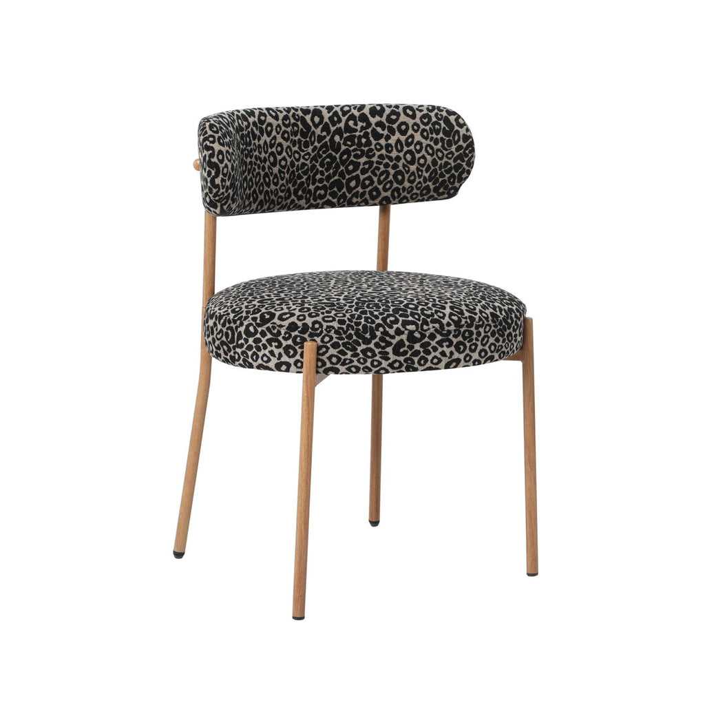 Noa - Lot De 2 Chaises - Tissu Imprimé Léopard Noir