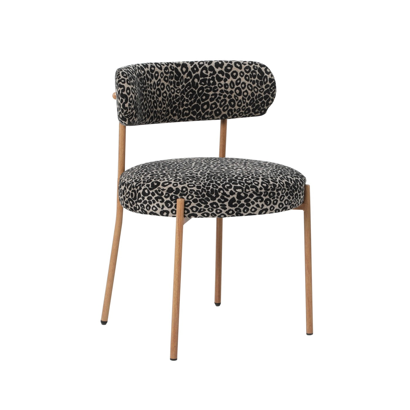 Noa - Lot De 2 Chaises - Tissu Imprimé Léopard Noir