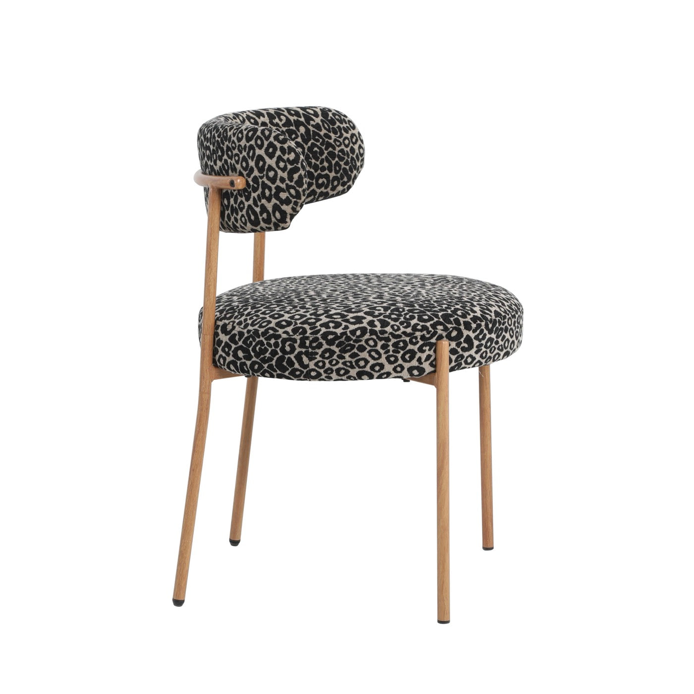 Noa - Lot De 2 Chaises - Tissu Imprimé Léopard Noir