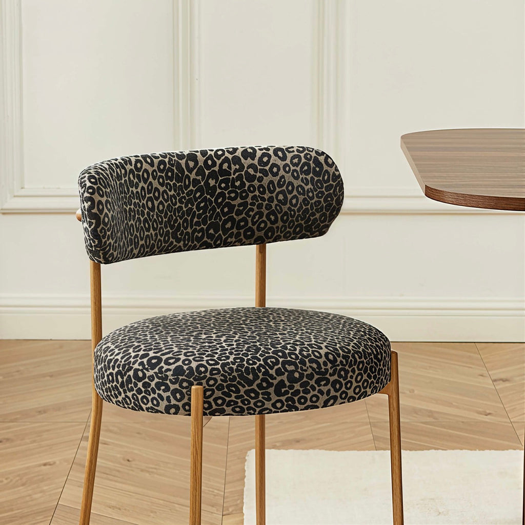 Noa - Lot De 2 Chaises - Tissu Imprimé Léopard Noir