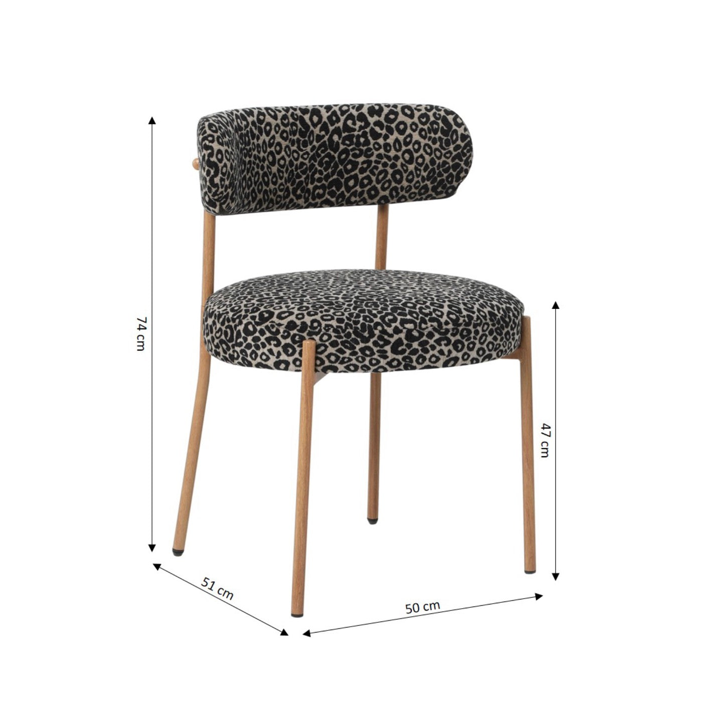 Noa - Lot De 2 Chaises - Tissu Imprimé Léopard Noir