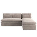 Noma - Banquette D'Angle Convertible 4 Places - Velours Côtelé Taupe
