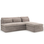 Noma - Banquette D'Angle Convertible 4 Places - Velours Côtelé Taupe