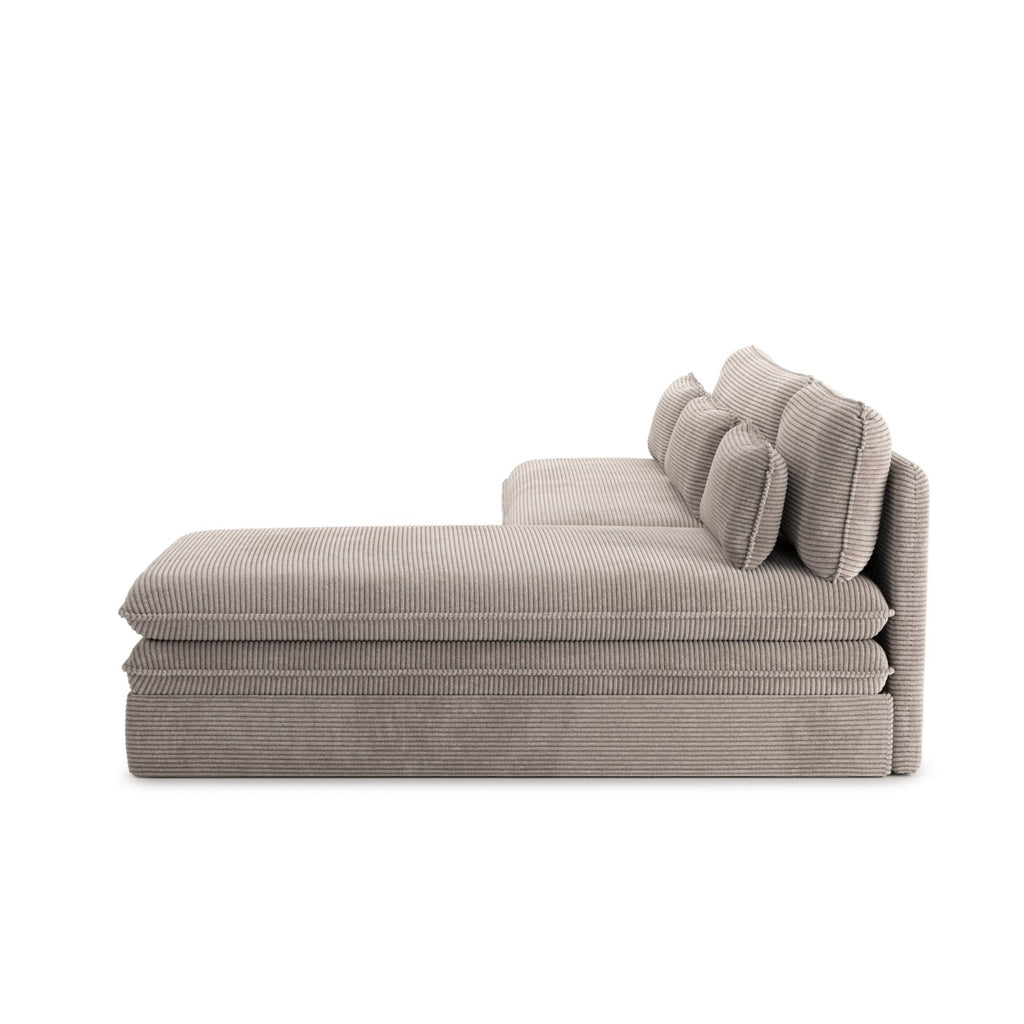 Noma - Banquette D'Angle Convertible 4 Places - Velours Côtelé Taupe