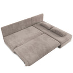 Noma - Banquette D'Angle Convertible 4 Places - Velours Côtelé Taupe