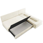 Noma - Banquette D'Angle Convertible 4 Places - Velours Côtelé Écru