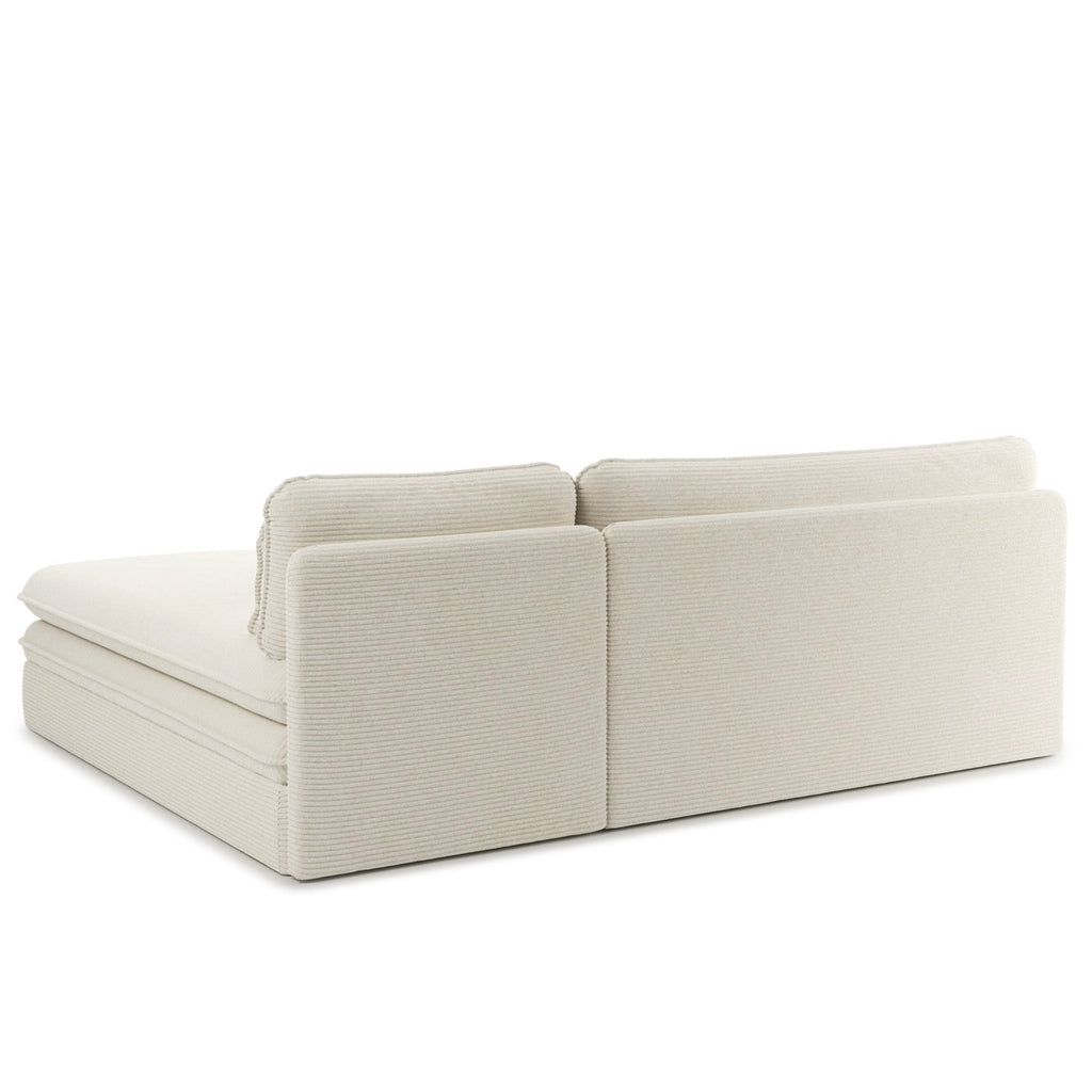 Noma - Banquette D'Angle Convertible 4 Places - Velours Côtelé Écru