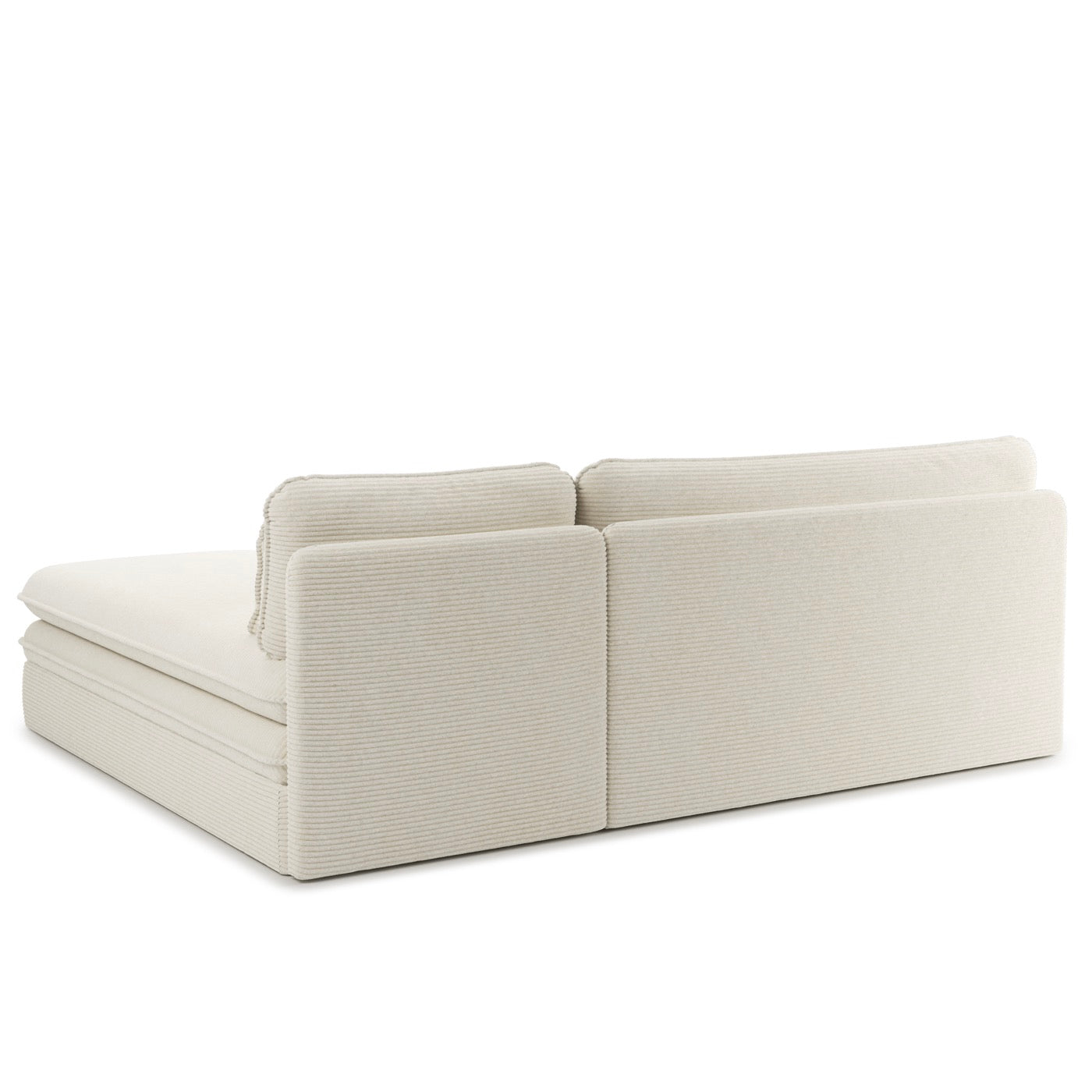 Noma - Banquette D'Angle Convertible 4 Places - Velours Côtelé Écru