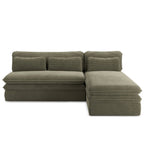 Noma - Banquette D'Angle Convertible 4 Places - Velours Côtelé Vert