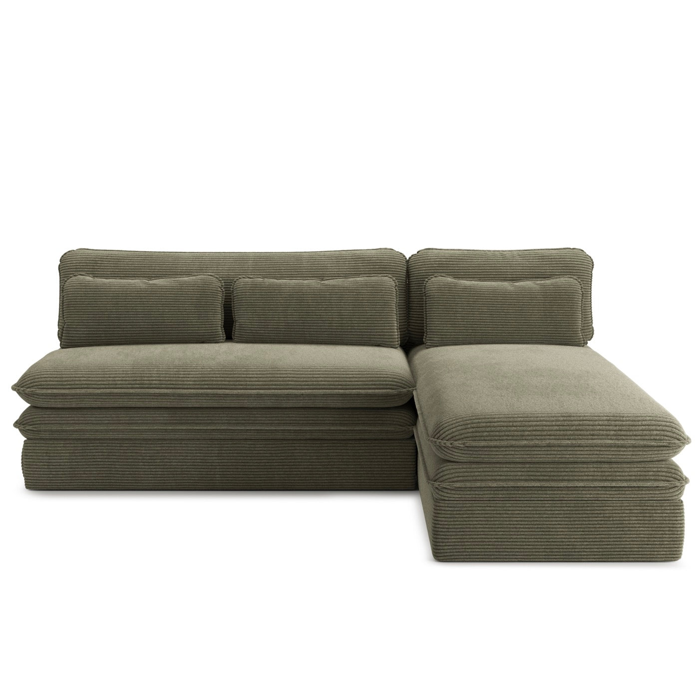 Noma - Banquette D'Angle Convertible 4 Places - Velours Côtelé Vert