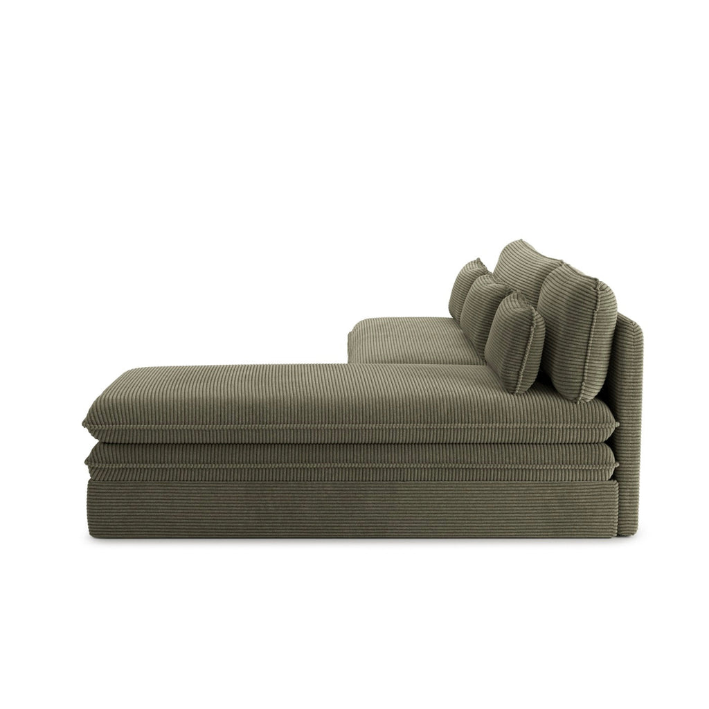 Noma - Banquette D'Angle Convertible 4 Places - Velours Côtelé Vert
