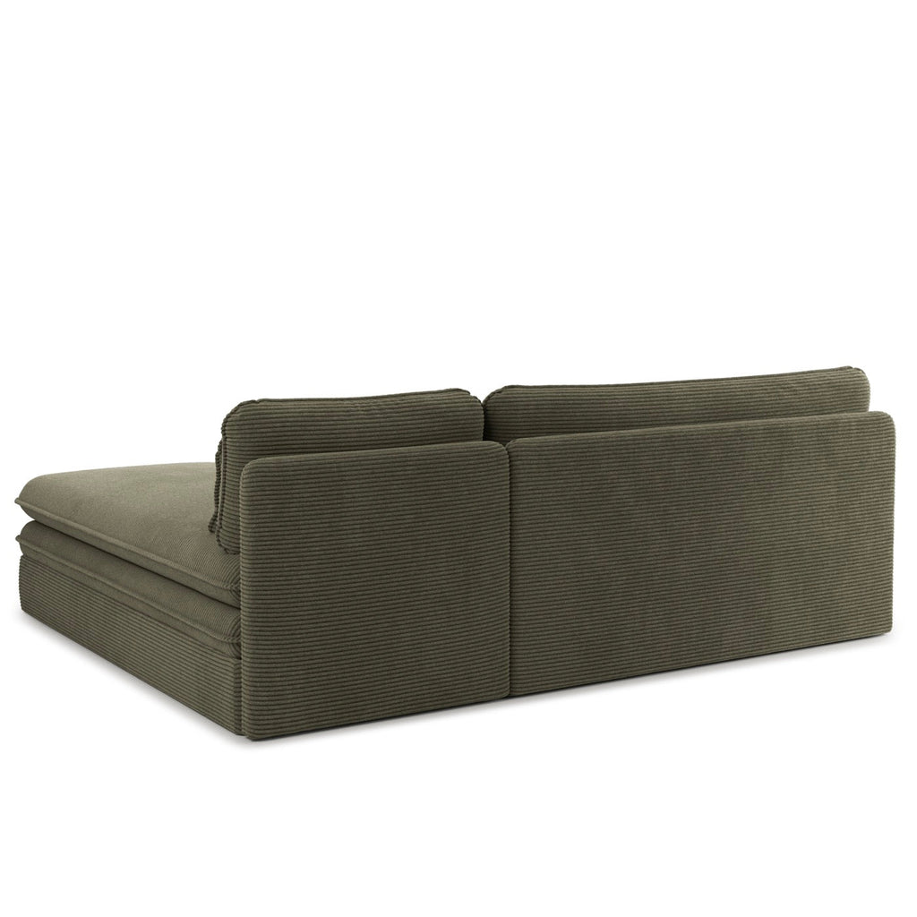 Noma - Banquette D'Angle Convertible 4 Places - Velours Côtelé Vert