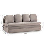 Noma - Banquette Convertible 3 Places - Velours Côtelé Taupe