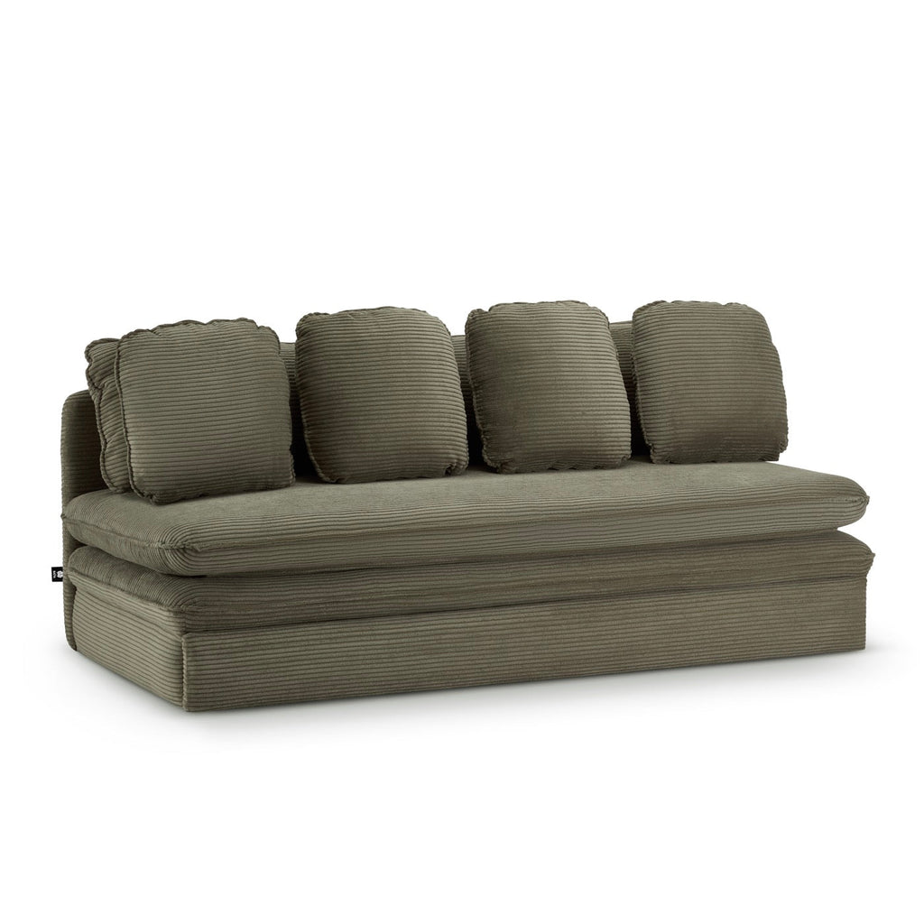 Noma - Banquette Convertible 3 Places - Velours Côtelé Vert