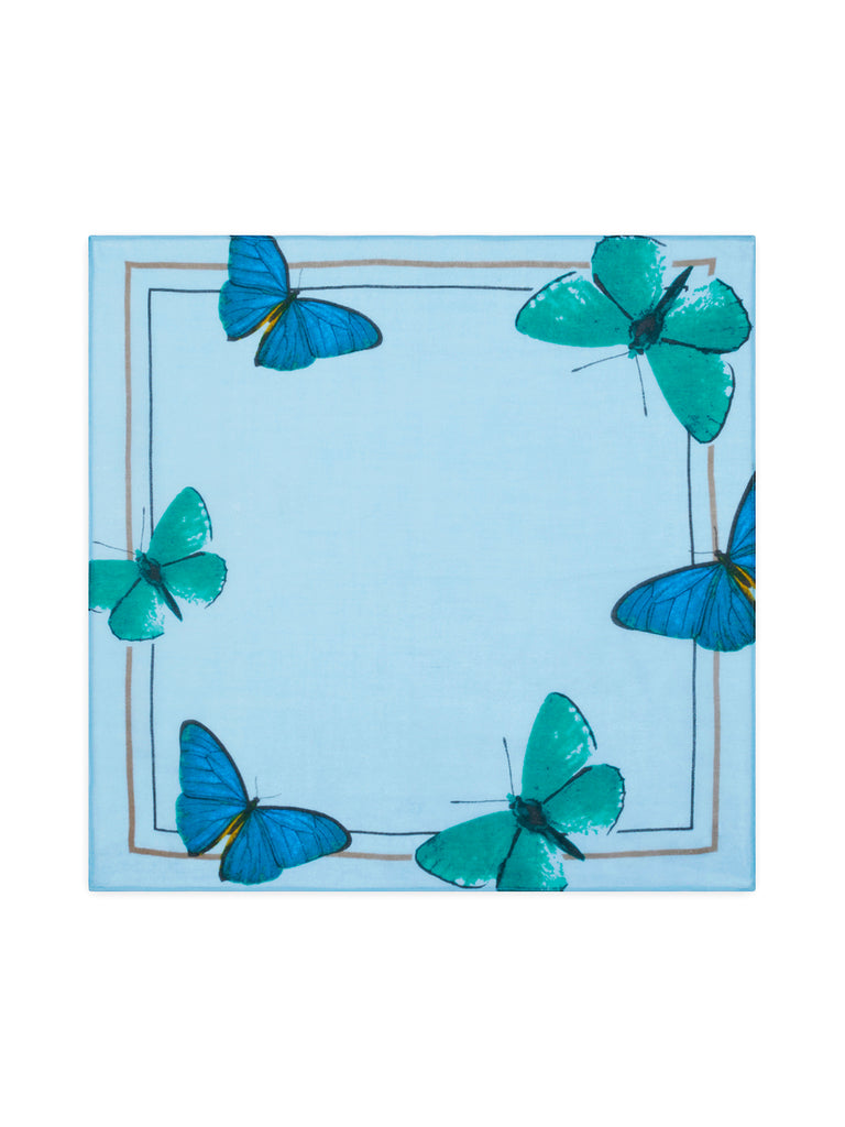 Authentic Cashmere - Foulard Imprimé Tissé Papillon Combo 1 Medog - Blue - 100% Cachemire - Mixte