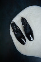 Slingbacks - Cuir Brillant Noir - Héloïse