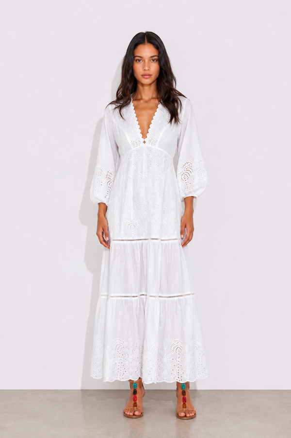 Robe Natasha - Schiffli Blanc