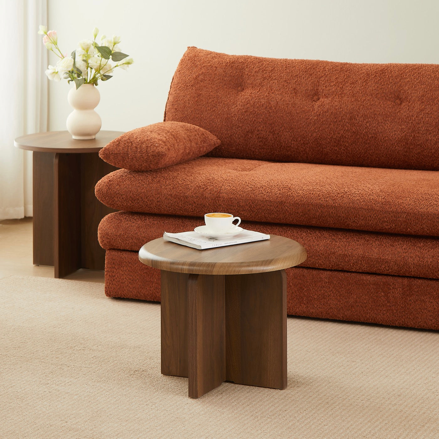 Ocana - Table Basse Ronde - Effet Noyer