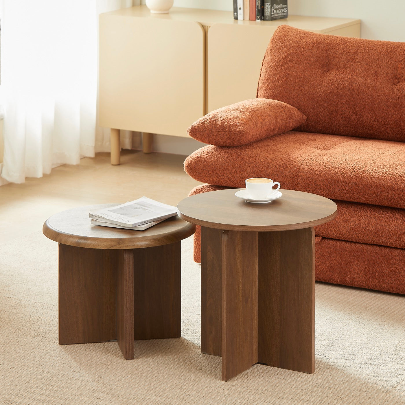 Ocana - Table Basse Ronde - Effet Noyer