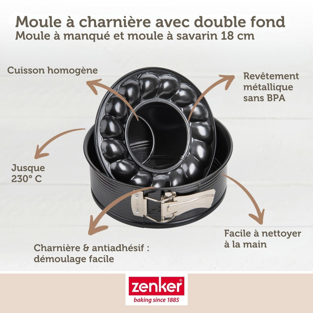 Zenker - Lot De 2 Moules À Manqué 18/18 Cm En Acier Black Mettallic Black Mettallic Zenker Black Mettallic - Noir