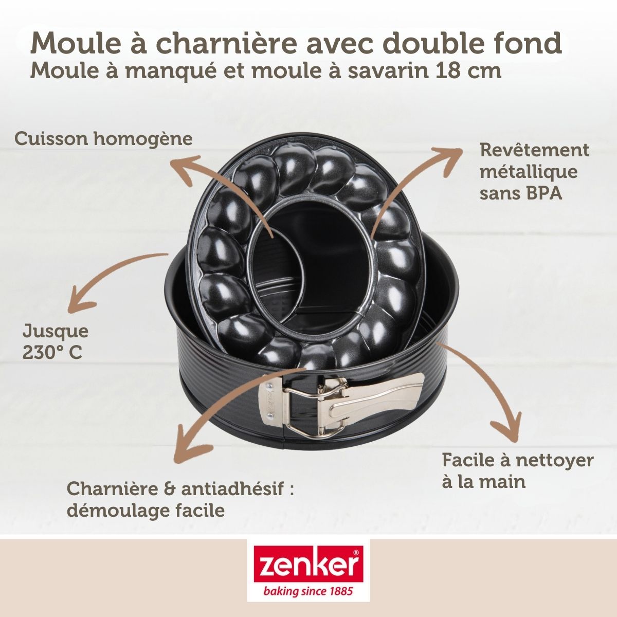 Zenker - Lot De 2 Moules À Manqué 18/18 Cm En Acier Black Mettallic Black Mettallic Zenker Black Mettallic - Noir