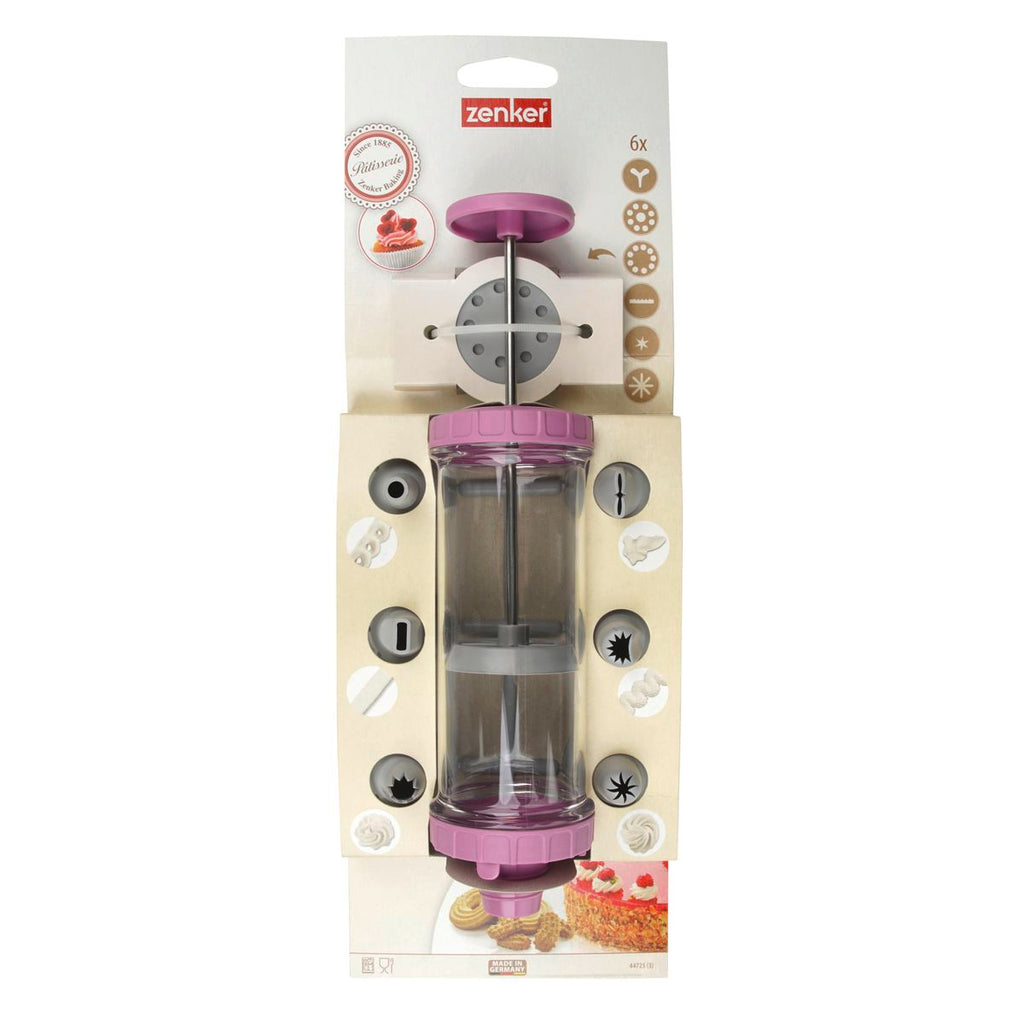 Zenker - Seringue De Pâtisserie Et 6 Embouts Et 6 Disques À Motifs Zenker Sweet Sensation - Gris