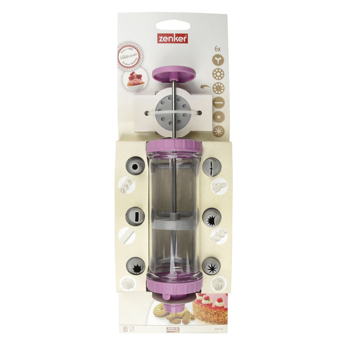 Zenker - Seringue De Pâtisserie Et 6 Embouts Et 6 Disques À Motifs Zenker Sweet Sensation - Gris