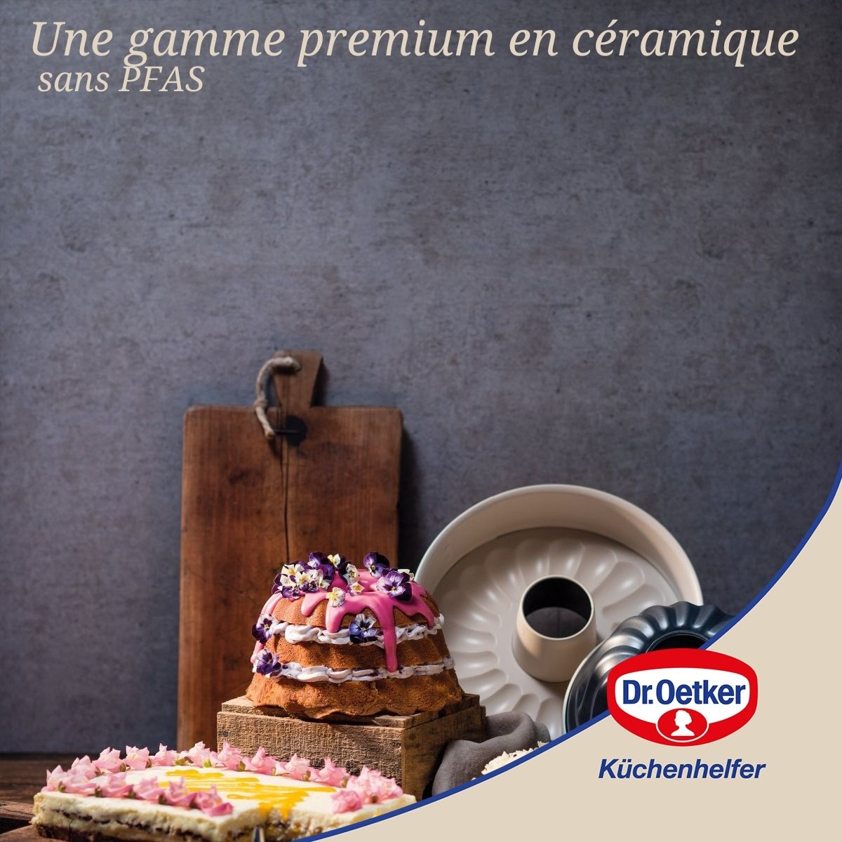 Dr Oetker - Moule À Gâteau Céramique Et Plat Four Dr Oetker Back Trend - Blanc