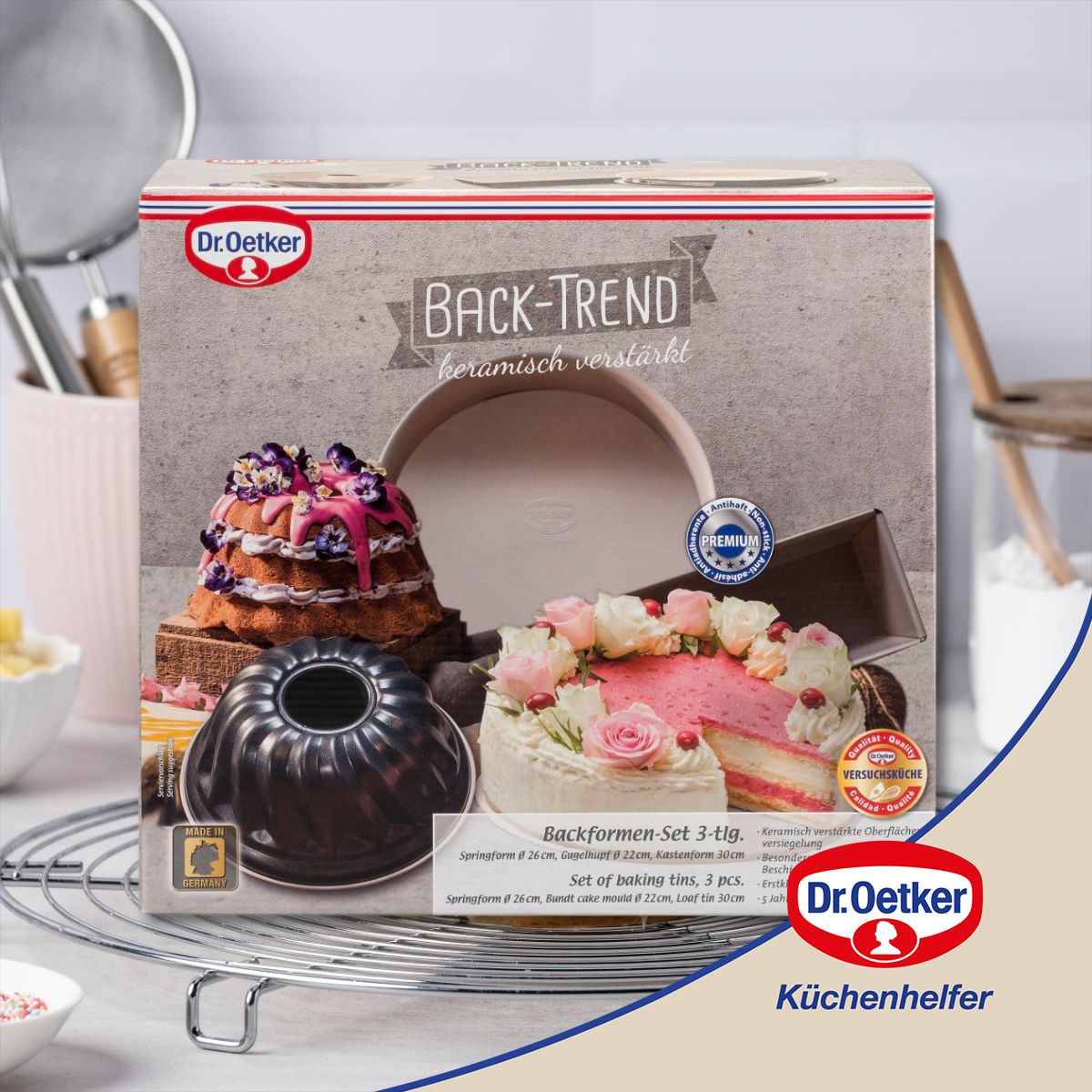 Dr Oetker - Set De 3 Moules À Pâtisserie Dr Oetker Back-Trend - Blanc|Gris