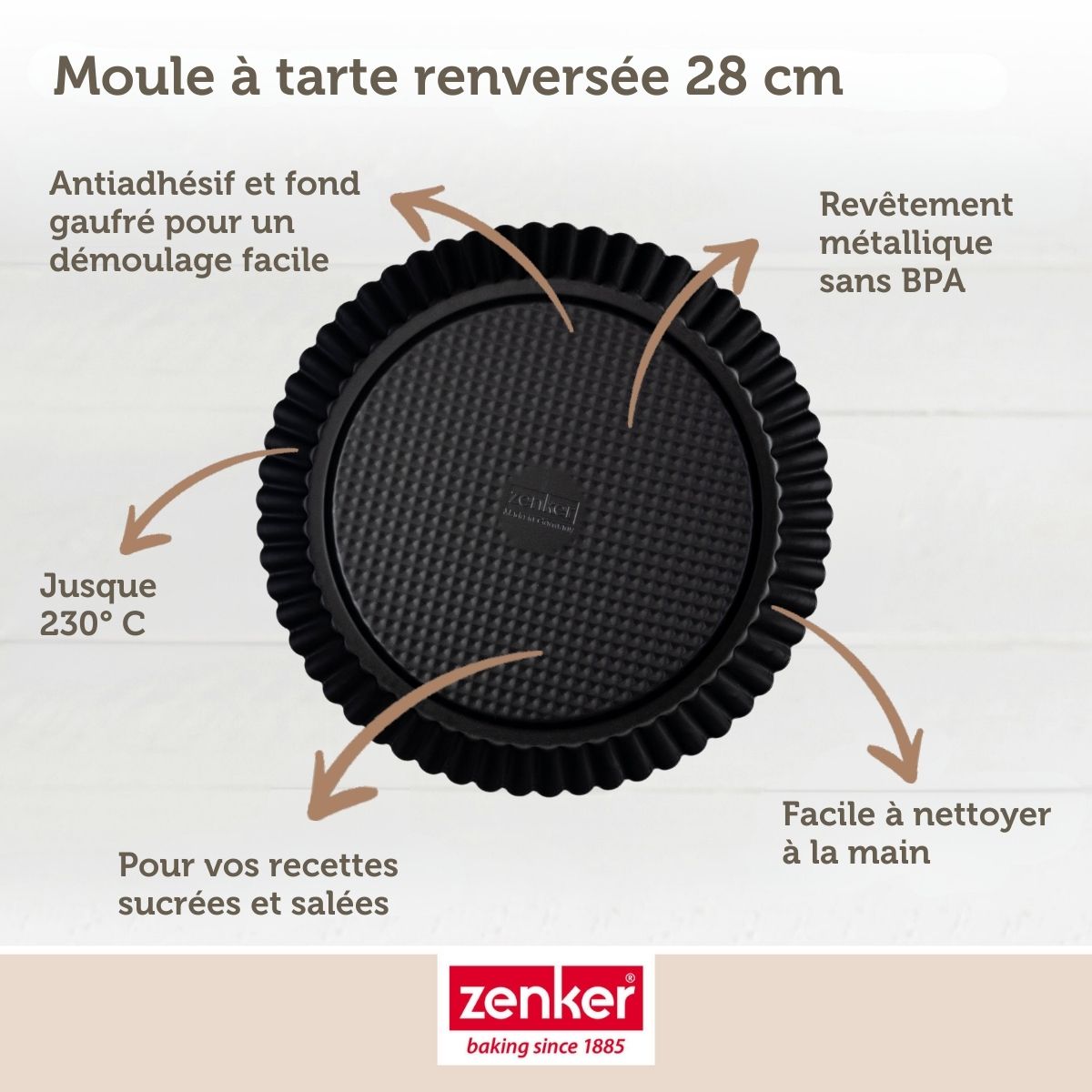Zenker - Moule À Tarte Renversée 30 Cm Zenker Black Metallic - Noir