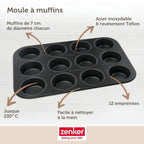 Zenker - Moule À Muffins 12 Empreintes 38 X 26 Cm Zenker Black Metallic - Noir