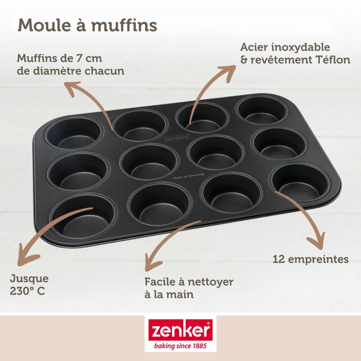 Zenker - Moule À Muffins 12 Empreintes 38 X 26 Cm Zenker Black Metallic - Noir