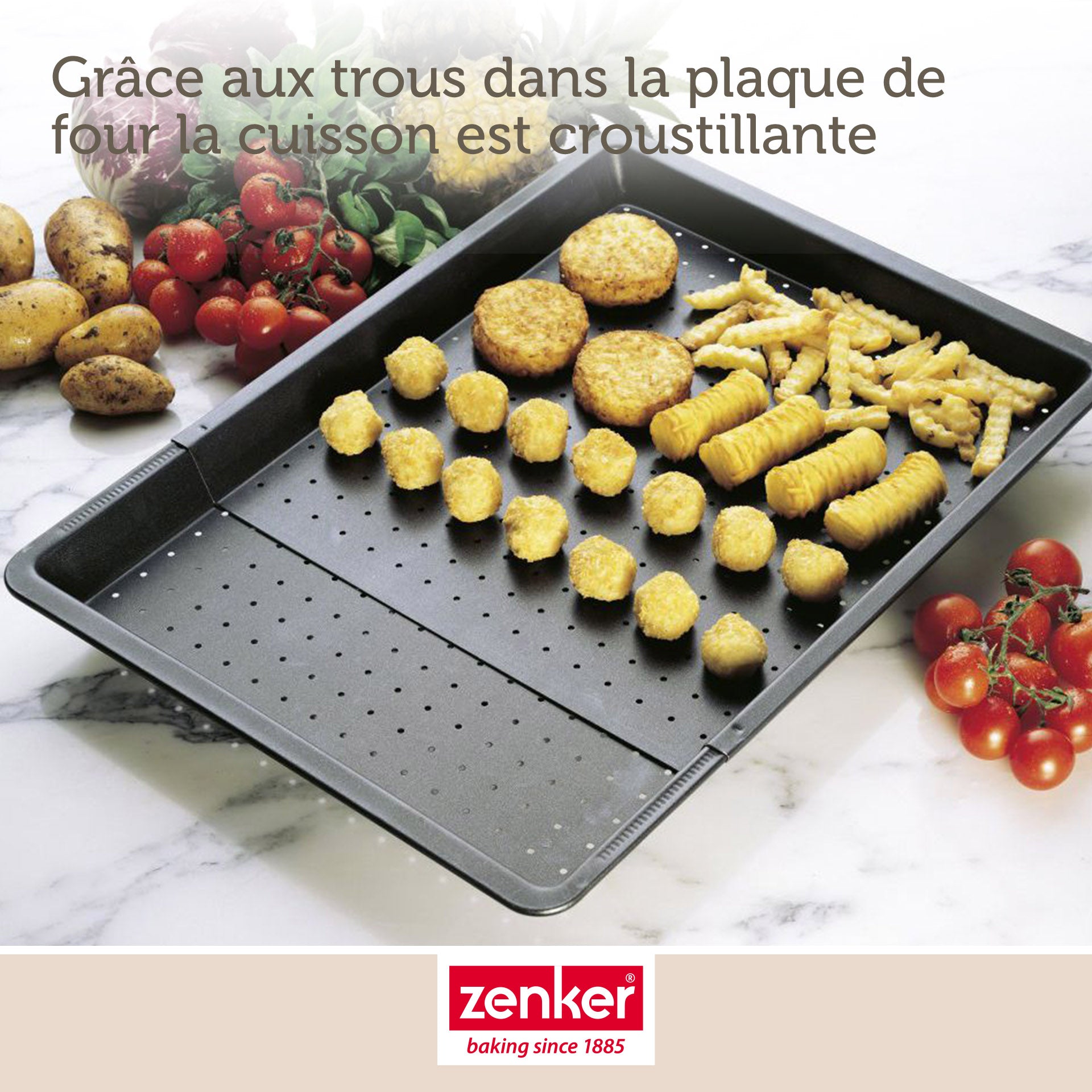 Zenker - Plaque À Pizza Rectangulaire Perforée Extensible 37 À 52 X 33 Cm Zenker Black Metallic - Noir