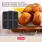 Zenker - Moule 6 Financiers 26 X 22 Cm Zenker Silicone Fibre De Verre - Noir|Gris