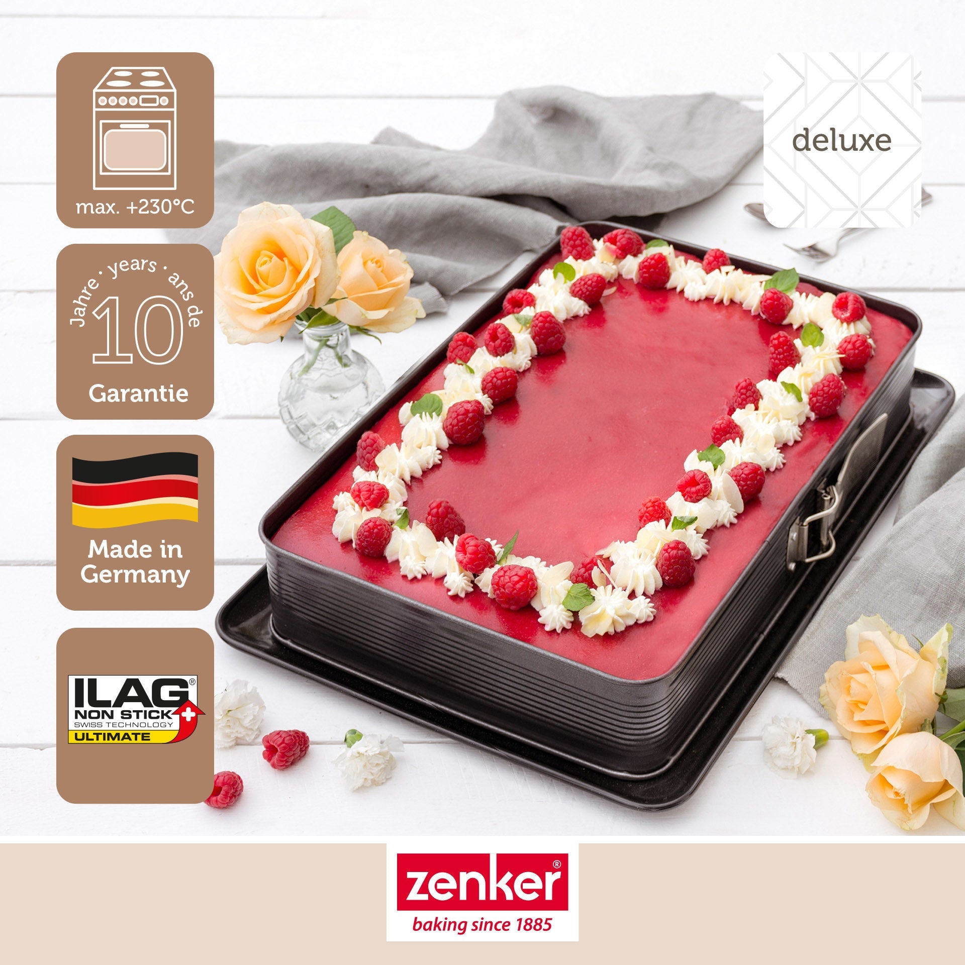 Zenker - Moule À Charnière Rectangulaire En Acier Émaillé Et Sa Spatule 42 X 29 Cm Zenker Deluxe - Noir