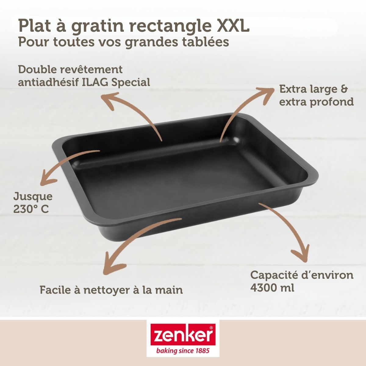 Zenker - Plat À Four Xxl 40 X 29 X 6 Cm Zenker Special Cooking - Noir