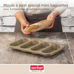 Zenker - Moule À Pain Perforé 4 Mini Baguettes 33 X 22 Cm Zenker Mojave Gold - Or