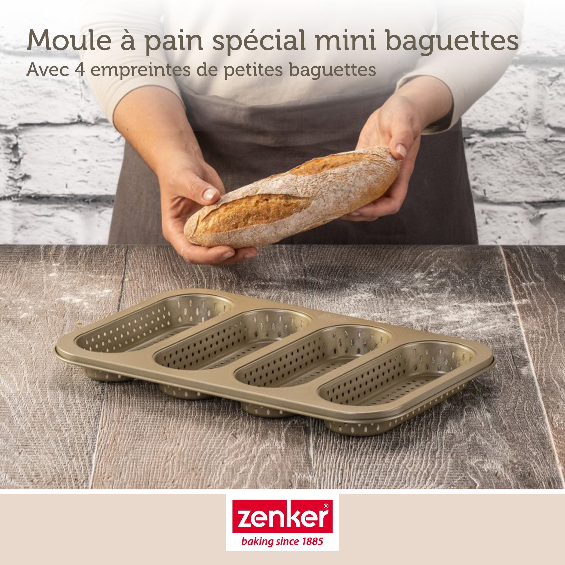 Zenker - Moule À Pain Perforé 4 Mini Baguettes 33 X 22 Cm Zenker Mojave Gold - Or