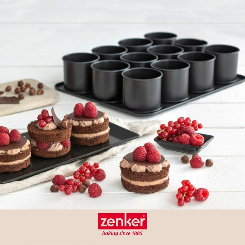 Zenker - Plaque Pâtisserie 12 Mini Moules Ronds Amovibles 38 X 30 Cm Zenker Black Metallic - Noir