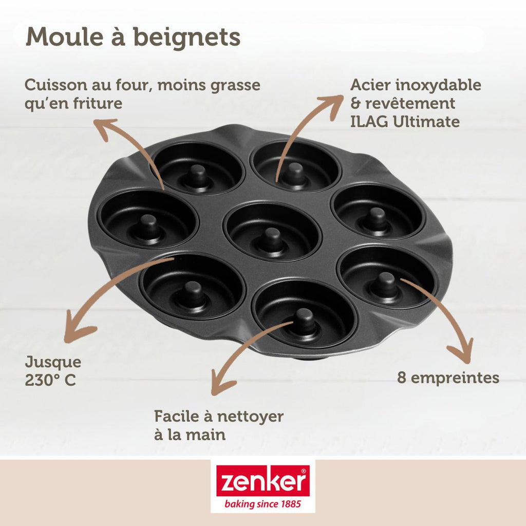 Zenker - Moule Pour 8 Beignets Au Four 33 Zenker Black Metallic - Noir