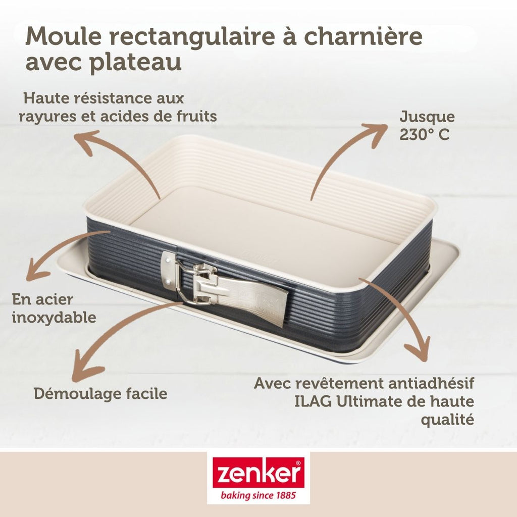 Zenker - Moule À Charnière Rectangulaire 28 X 18 Cm Crème Noir Zenker Smart Pastry - Noir|Blanc